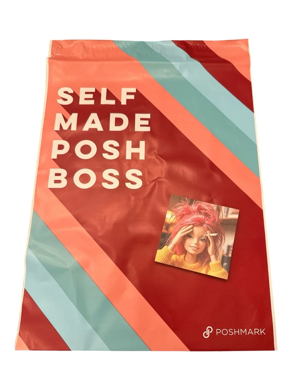 10 Self Made Posh Boss Graphic Poly Mailer & Funny Sticky Pad